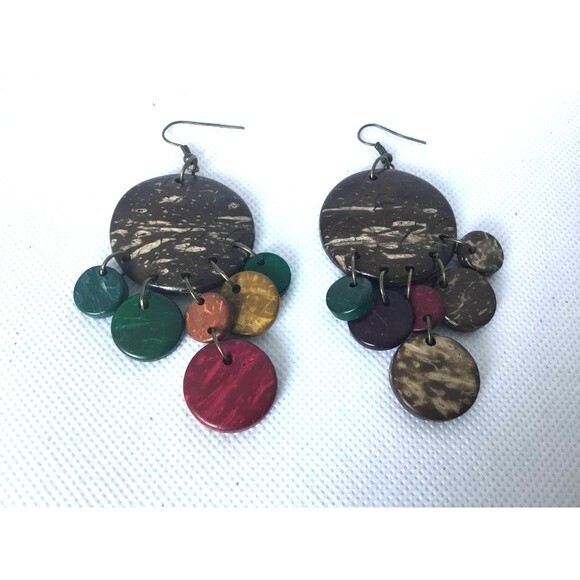 Hanging Circle Earrings Multi Color - Picture 1 of 4